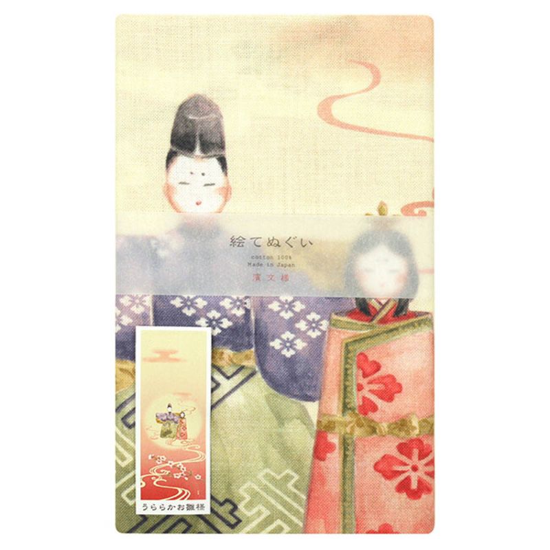 Cotton towel, TENUGUI, Hina doll with a towel on her back, HINANINGYO