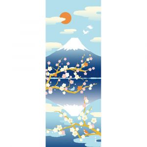 Asciugamano in cotone, TENUGUI, Sakasa Monte Fuji blu, AOI