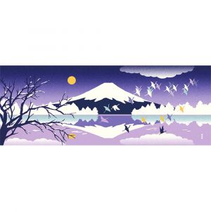 Asciugamano in cotone, TENUGUI, Monte Fuji in inverno sotto la neve, FUYU