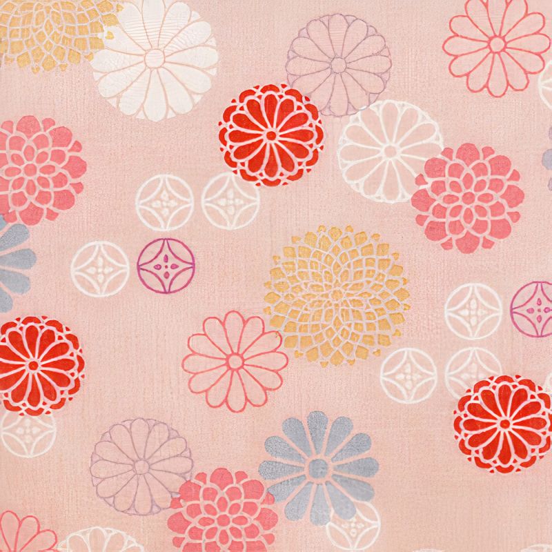 Japanese cotton handkerchief with Chrysanthemum pattern, KIKU