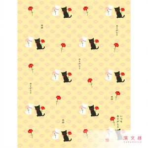 Fazzoletto di cotone giapponese, motivo gatto bianco e nero, NEKO
