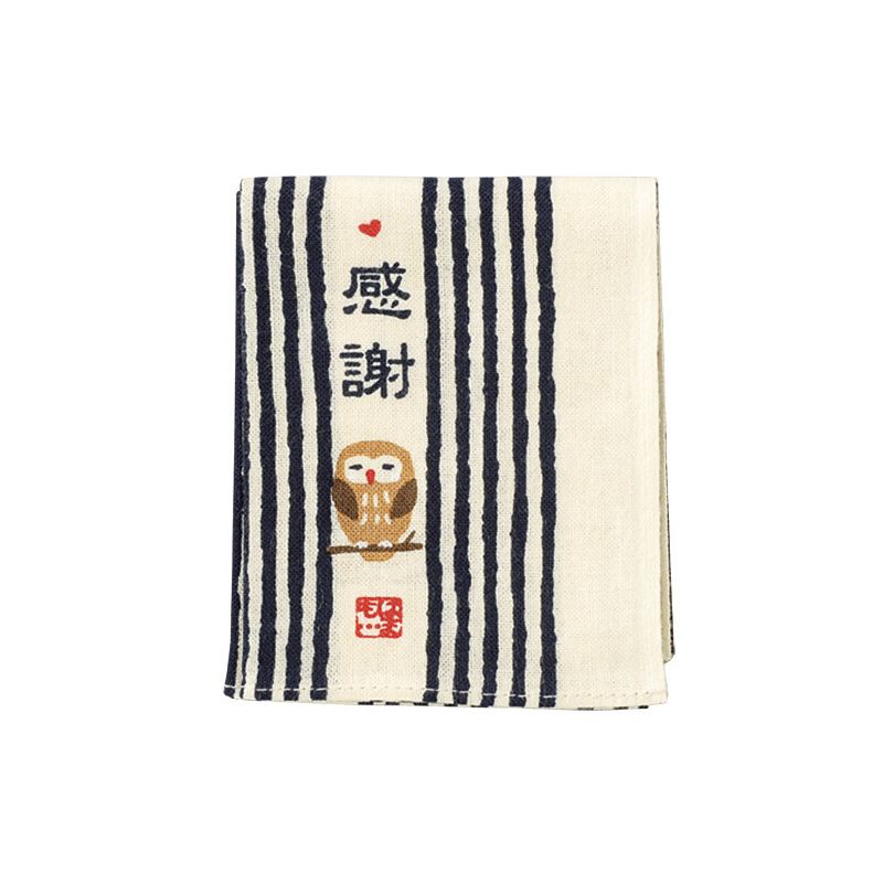Japanese cotton handkerchief, Owl pattern, FUKURO 1