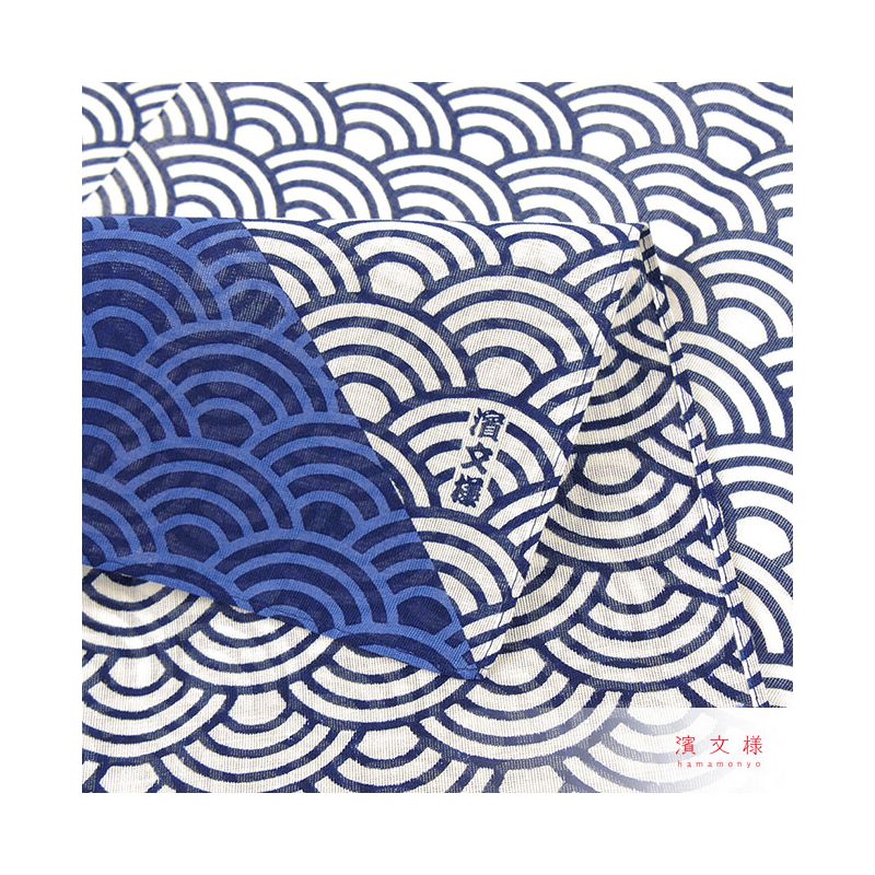 Japanisches Baumwolltaschentuch mit Wellenmuster, SEIGAIHA