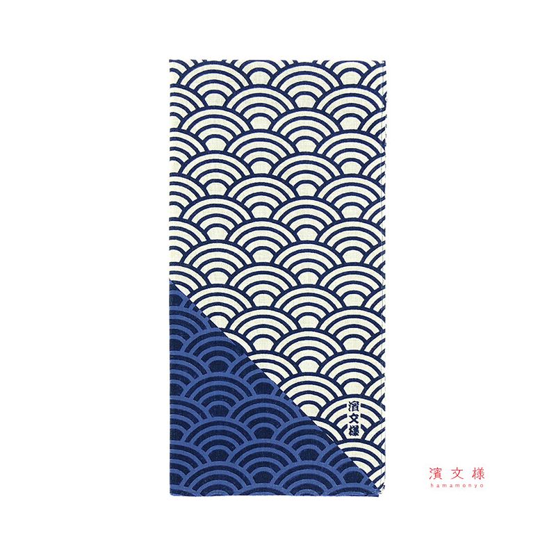 Pañuelo japonés de algodón con estampado de ondas, SEIGAIHA
