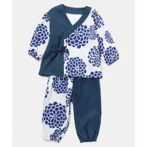 Jinbei blue chrysanthemum pattern set, AOI KIKU