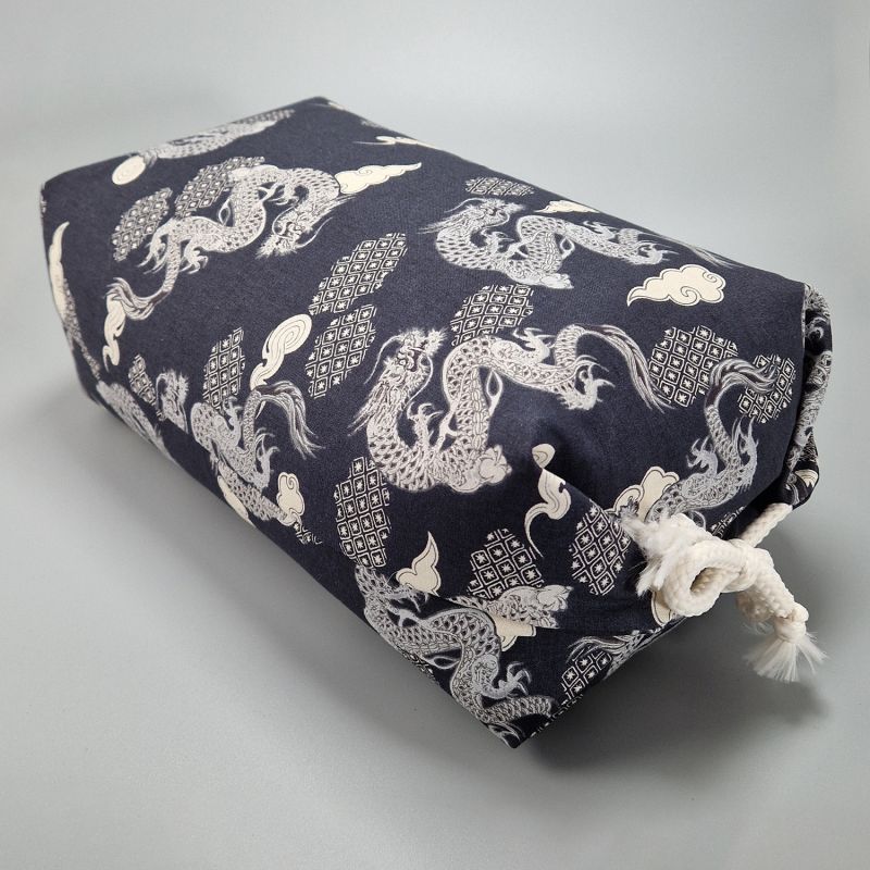 Makura cushion with removable blue dragon pattern cover - RYU - 32cm