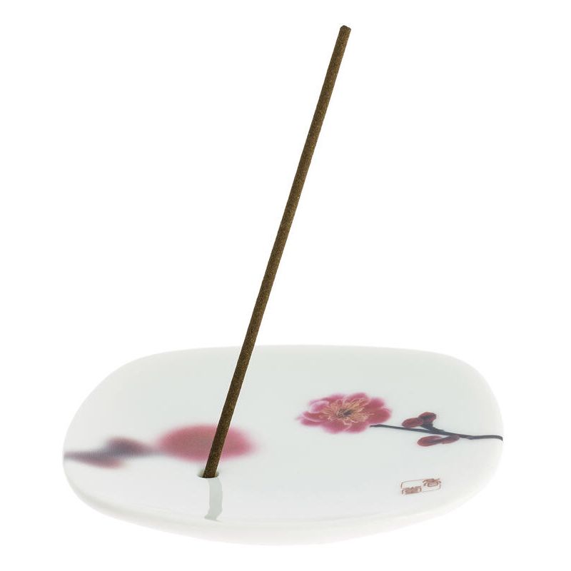 Porta incenso giapponese quadrato in ceramica, YUME SAKURA, fiore di ciliegio