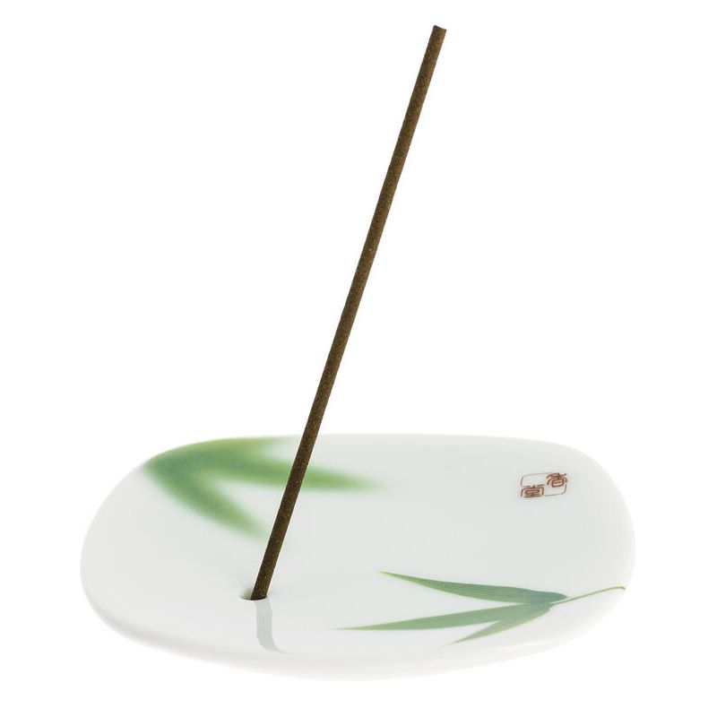 Japanese square ceramic incense holder, YUME BAMBU, bamboo