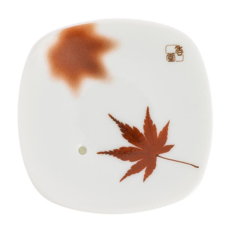 Japanese square ceramic incense holder, YUME MOMIJI, maple leaf