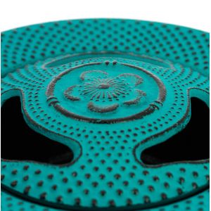 Japanese incense burner in turquoise cast iron, IWACHU SAKURA, cherry blossom