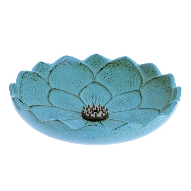 Bruciaincenso giapponese in ghisa blu, IWACHU LOTUS, fiore di loto