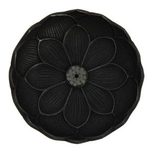 Japanese black cast iron incense burner, IWACHU LOTUS, lotus flower