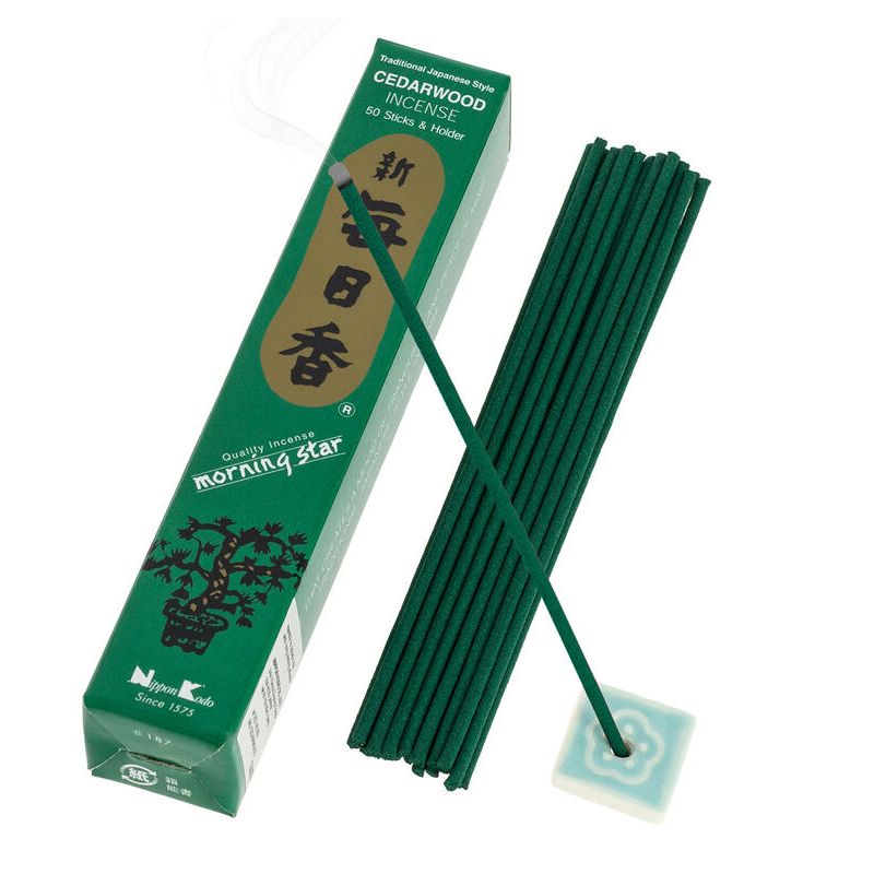 Box of 50 Japanese incense sticks, MORNINGSTAR, cedar scent