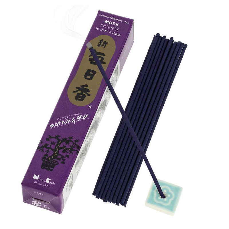 Box of 50 Japanese incense sticks, MORNING STAR MUSK, scent of musk