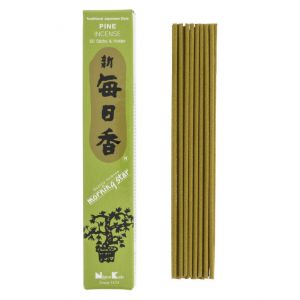 Boîte 50 bâtons d'encens japonais avec son support en céramique, MORNING STAR PINE, parfum pin