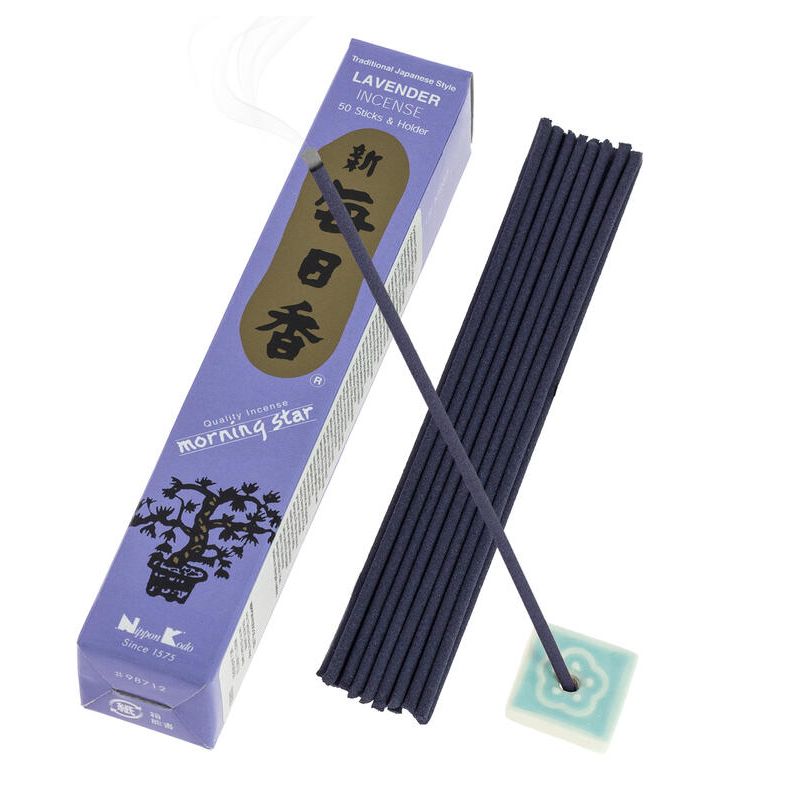 Box of 50 Japanese incense sticks, MORNING STAR LAVENDER, lavender scent