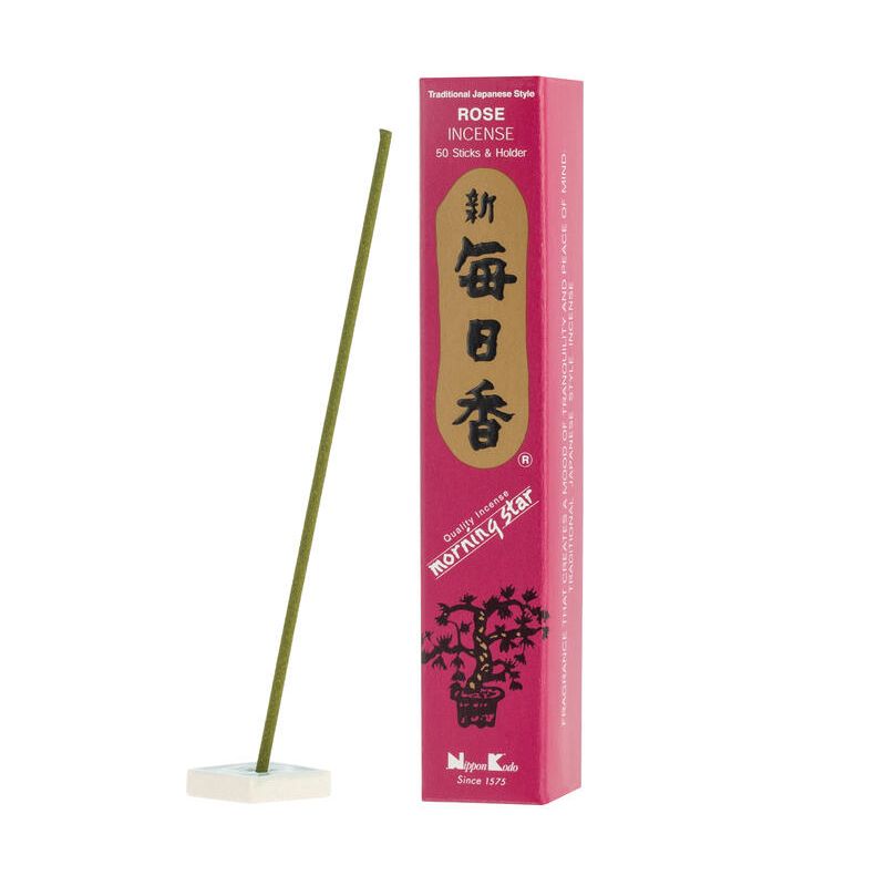 Caja de 50 varitas de incienso japonés, MORNING STAR ROSE, fragancia rosa