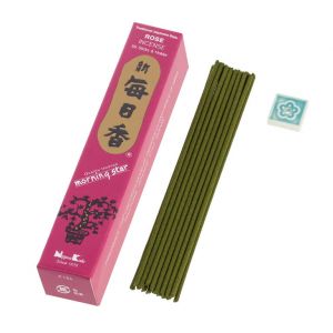 Box of 50 Japanese incense sticks, MORNING STAR ROSE, rose fragrance