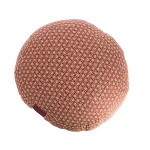 Coussin de méditation rond de Kapok motif Asanoha Grenat japonaises, ZAFU AO ASANOHA , 33 cm