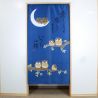 japanese blue noren curtain owls 85 x 170 cm TANOSHII TOKI MO