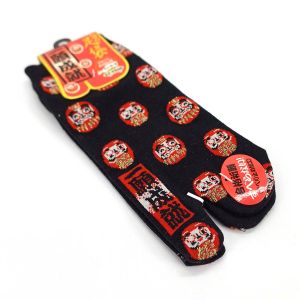 Japanese cotton tabi socks, Daruma pattern, color of your choice, 22-25 cm