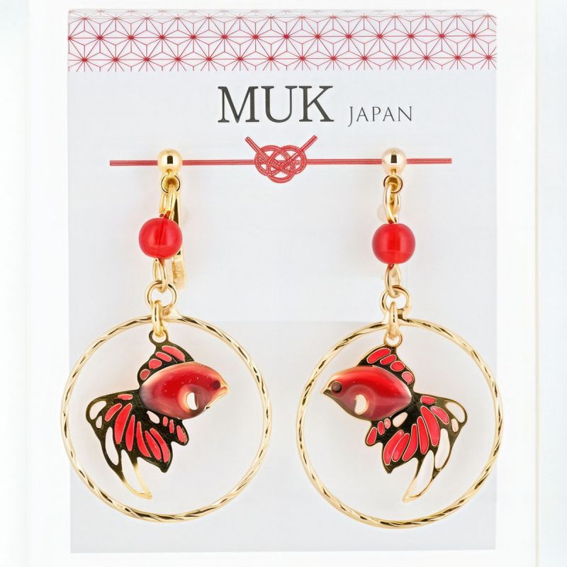 Japanese earrings - Swimming goldfish pattern