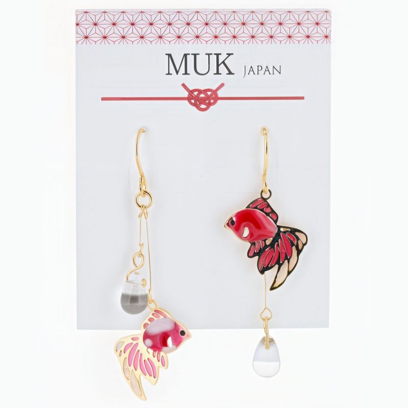 Boucles d'oreilles japonaises- Motif poissons rouges