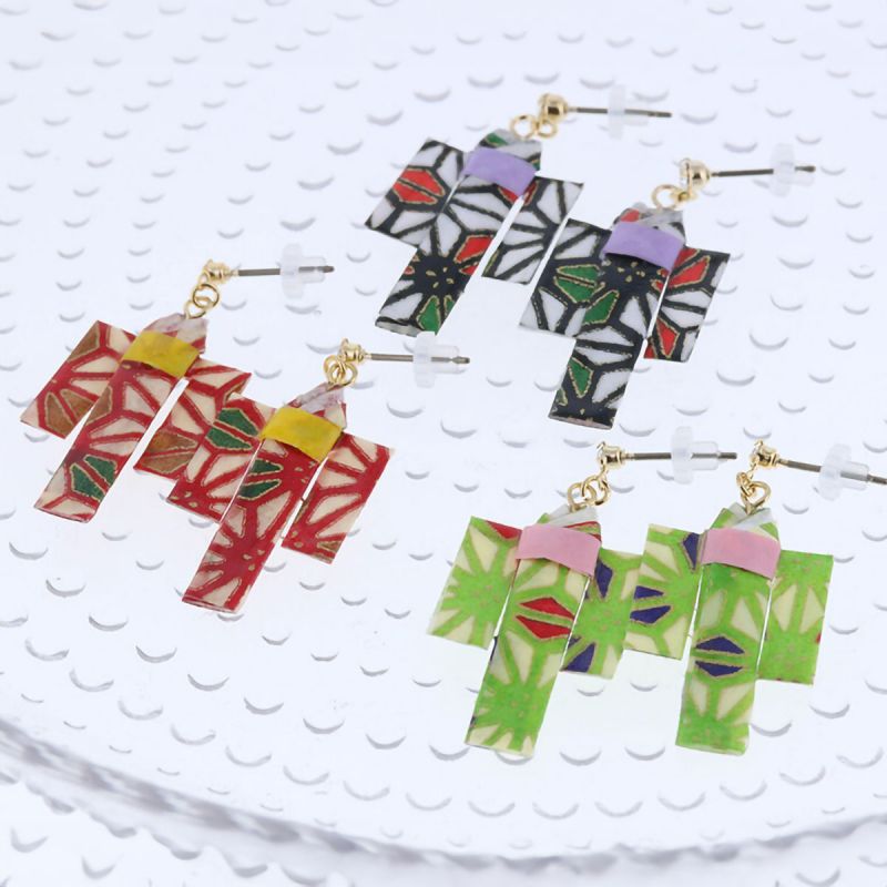 Japanese earrings - Yukata pattern