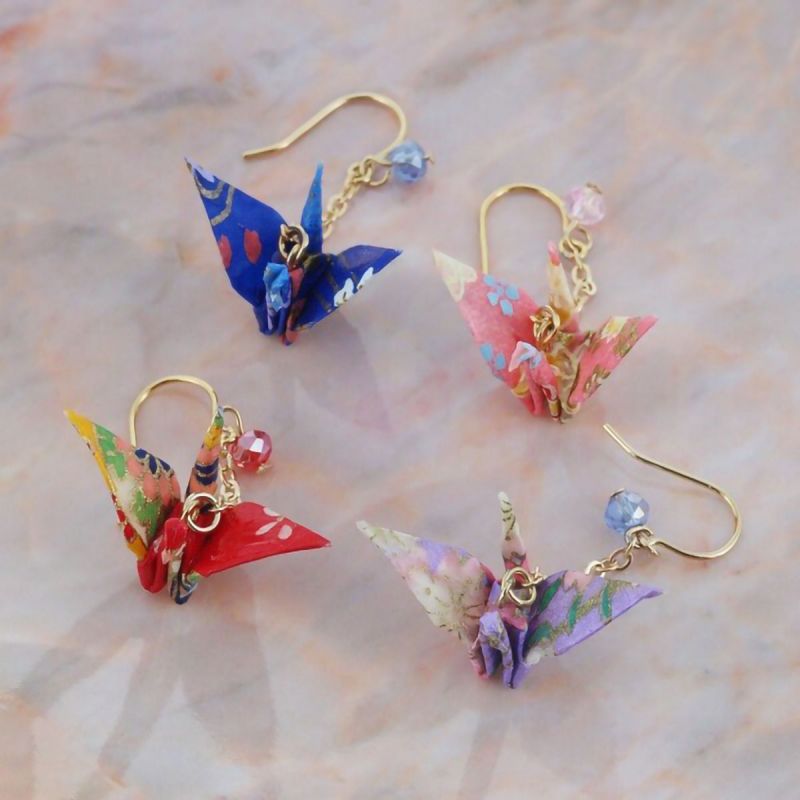 Japanese earrings - Crane pattern