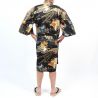 Schwarzer japanischer Happi-Kimono mit goldenem Drachen aus Baumwolle für Herren – DORAGON