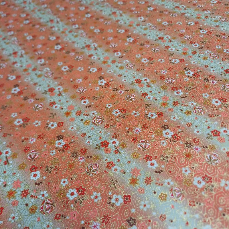 Tissu rose japonais en coton, motif fleurs, HANA, fabriqué au Japon largeur 112 cm x 1m