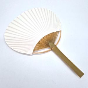 Japanischer, nicht faltbarer Uchiwa-Fächer aus Papier und Bambus, weiß, 31 x 21,5 cm