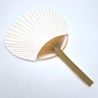 Japanese non-folding uchiwa fan in paper and bamboo, white, 31x21.5 cm