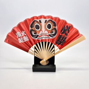 Éventail japonais en papier et bambou décoratif, DARUMA