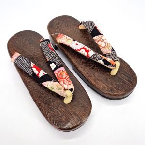 the pair of Japanese Geta clogs, HGT-2 Patchwork