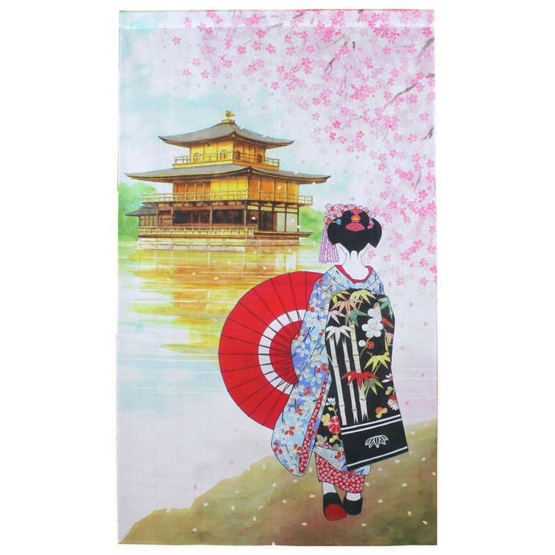 Japanese noren curtain in polyester, Maiko Kinkakuji