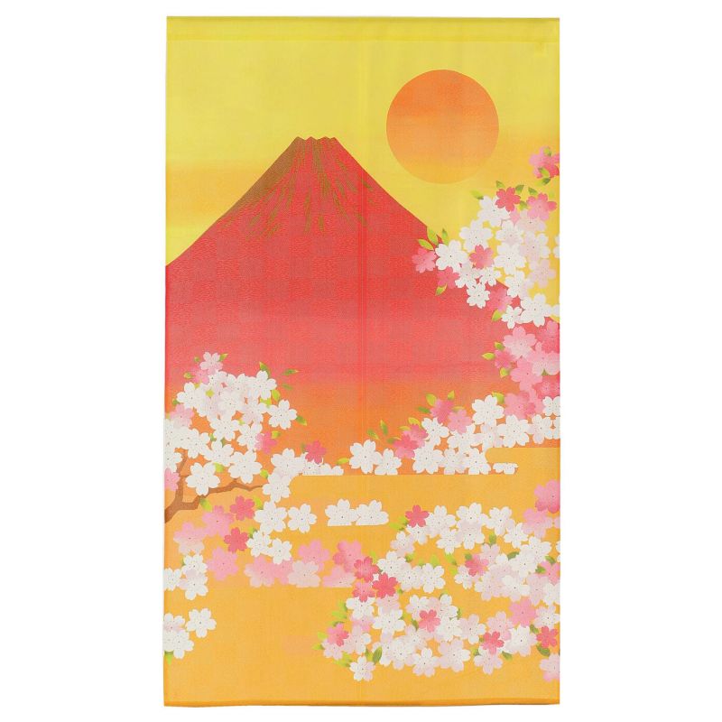 Rideau Noren Japonais Orange, 85 x 150cm, Sakura et Fuji HANAMI