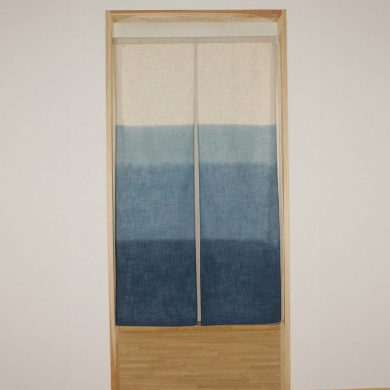 Japanischer Noren-Vorhang, 85 x 150 cm, hergestellt in Japan, Danbokashi-Muster, indigofarben, handbedruckt auf Stoff mit Leinen