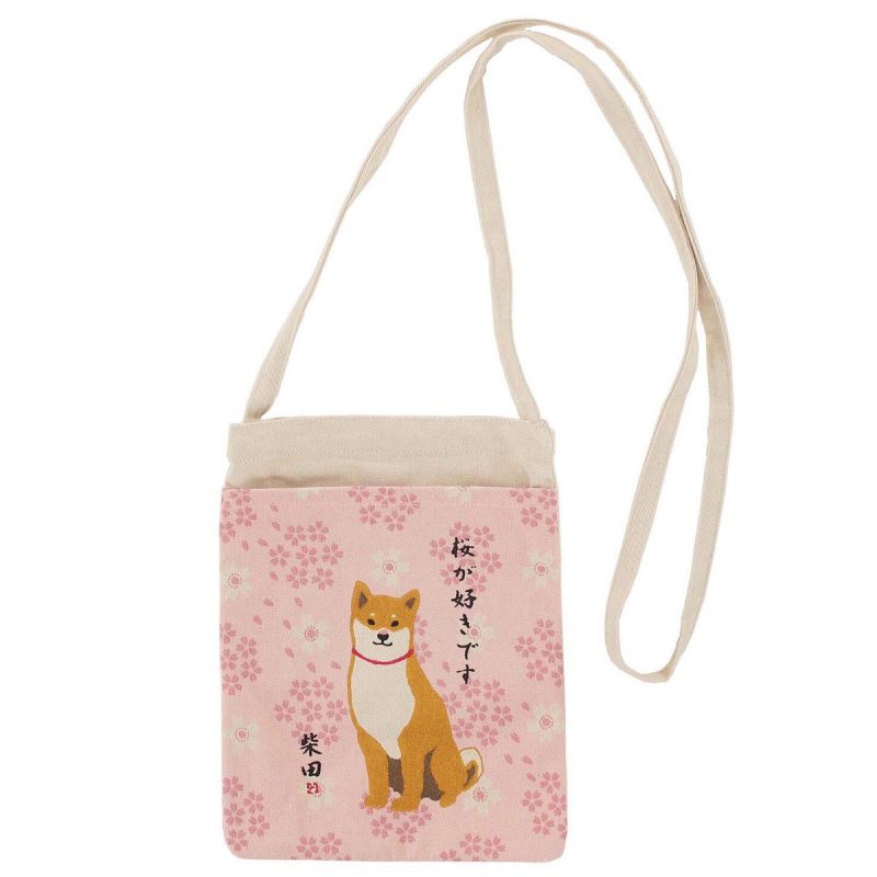 Bolso tote pequeño 100% algodón Perro Shiba y flores Sakura - SAKURA NO HANA