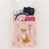 Borsa tote piccola 100% cotone Cane Shiba e fiori Sakura - SAKURA NO HANA