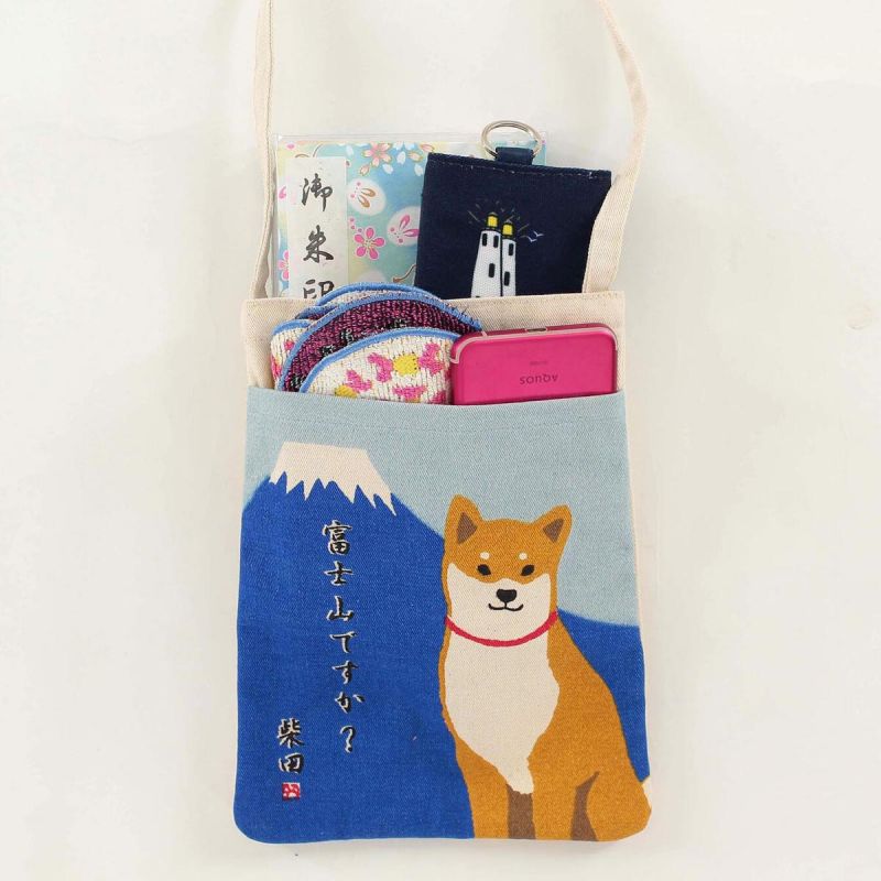 Petit Sac tote bag 100% coton Mont Fuji et Chien Shiba- FUJISAN