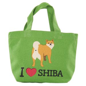 Borsa tote piccola in cotone 100%, I Love Shiba