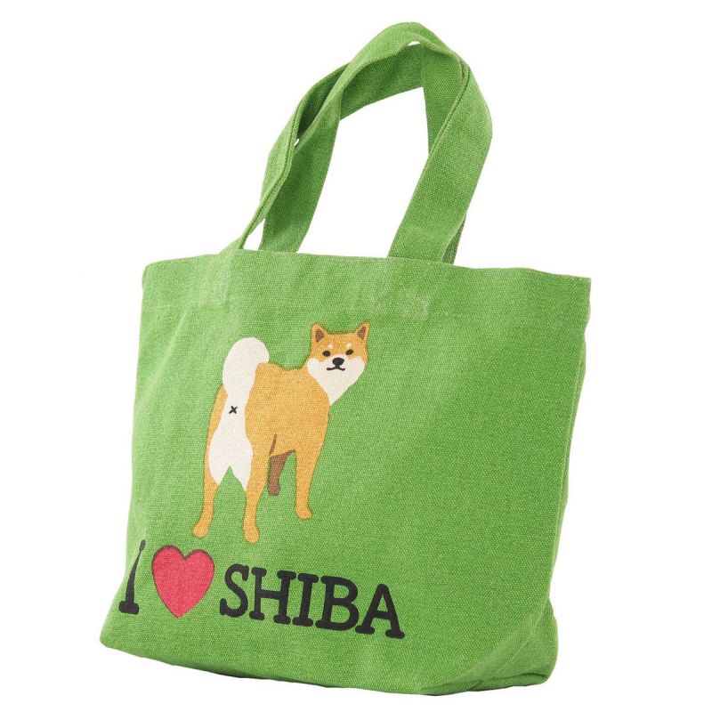 Borsa tote piccola in cotone 100%, I Love Shiba