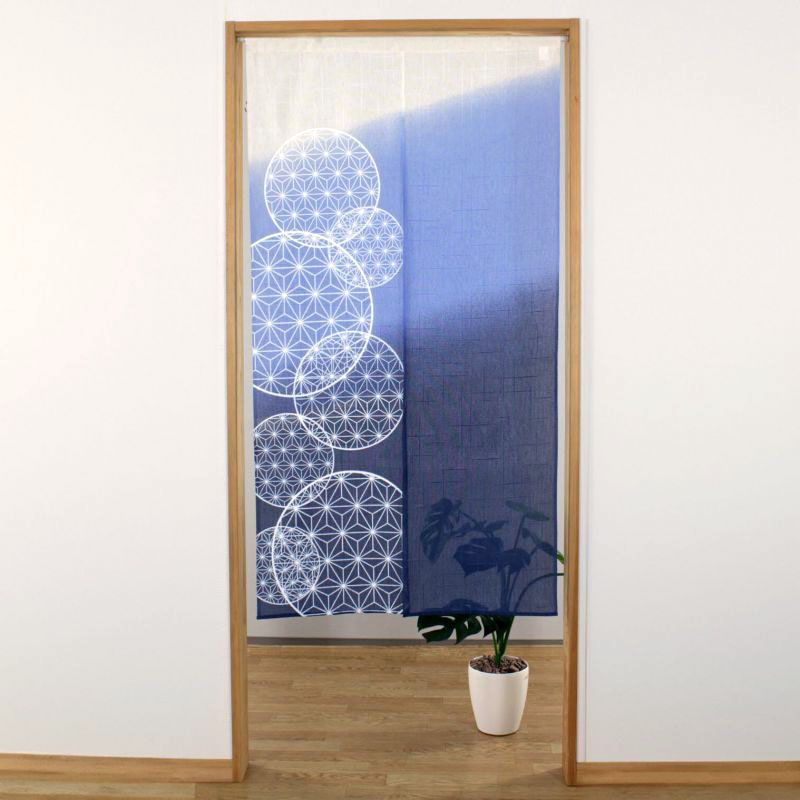 Tenda noren giapponese blu, poliestere, 85 x 150 cm, SASHIKO ASANOHA