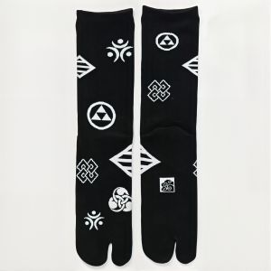 Japanische Tabi-Socken, KAMON, schwarz, 25-28 cm