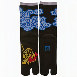 Chaussettes japonaises tabi, Ebisu, divinité japonaise des pêcheurs, noir, 25-28cm