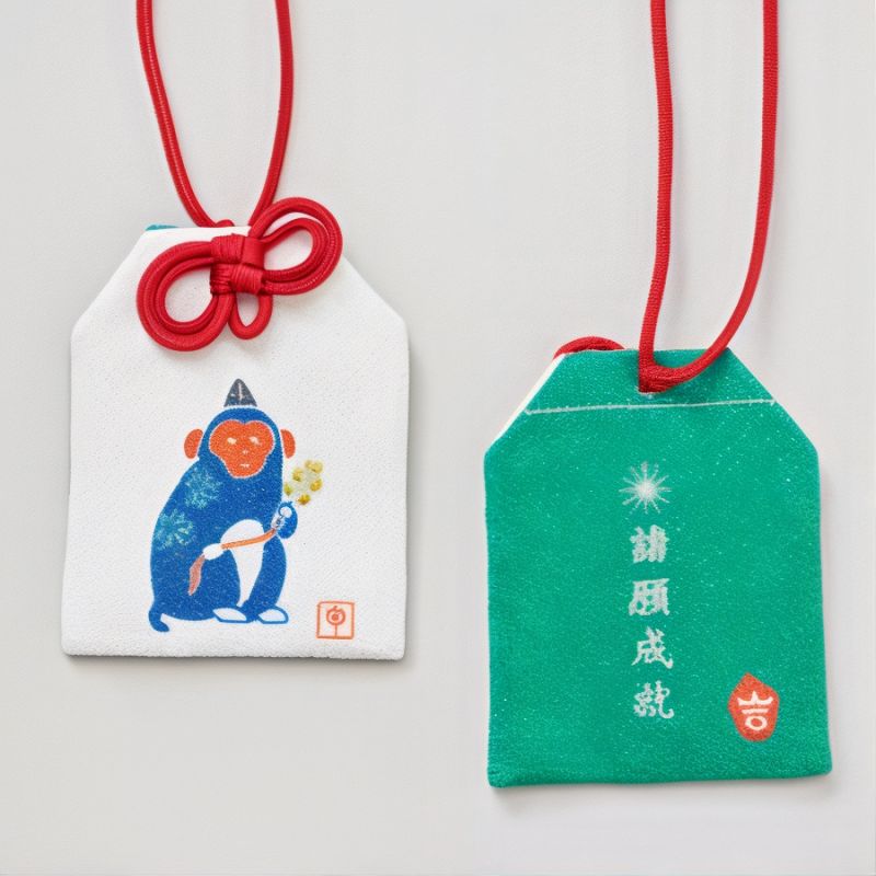 Amulette japonaise Omamori - signe zodiaque chinois du Singe