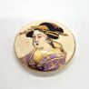 Vintage Satsuma button, late 19th century early 20th century - geisha