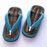 pair of zori Japanese sandals, BAMBOO HEMPU, blue